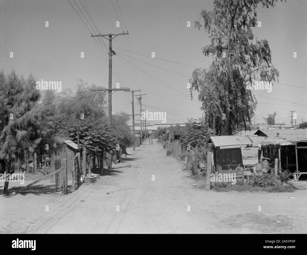 Slums von Brawley. Wohnungen Mexikanische Arbeiter". Imperial Valley, Kalifornien von Dorothea Lange 1895-1965, datiert 1936 Stockfoto
