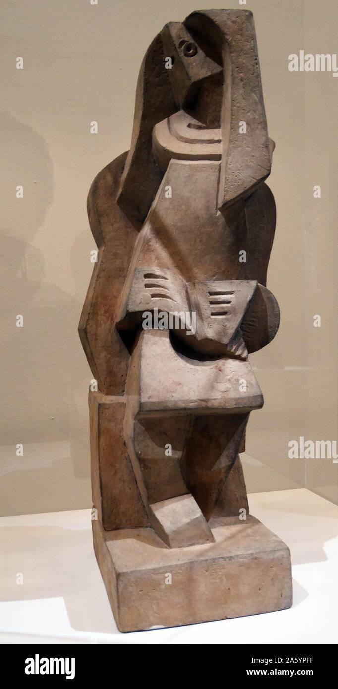 Skulptur mit dem Titel "Personnage Assis Lisant' von Jacques Lipchitz (1891-1973) litauische kubistische Bildhauer. Datiert 1920 Stockfoto