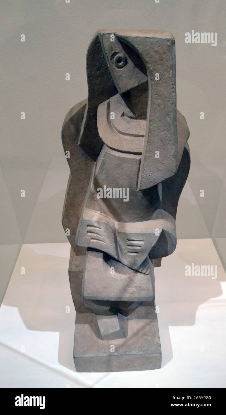 Skulptur mit dem Titel "Personnage Assis Lisant' von Jacques Lipchitz (1891-1973) litauische kubistische Bildhauer. Datiert 1920 Stockfoto