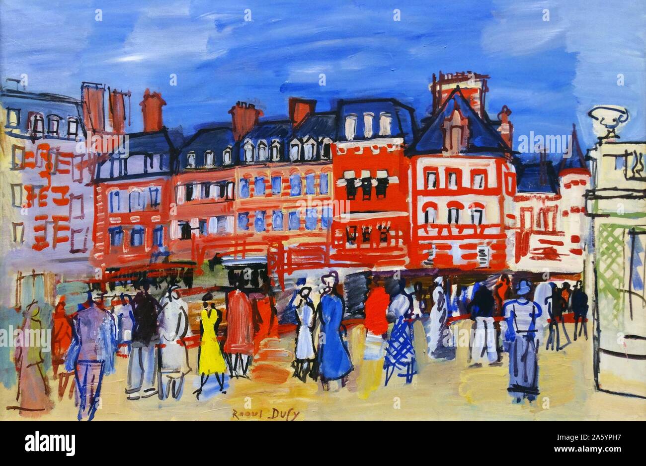 Maisons À Trouville von Raoul Dufy (1877-1953). Öl auf Leinwand, 1933. Dufy war ein französischer fauvistischen Maler, der einen farbenfrohen, dekorativen Stil entwickelt, der schnell in Mode kam. Stockfoto