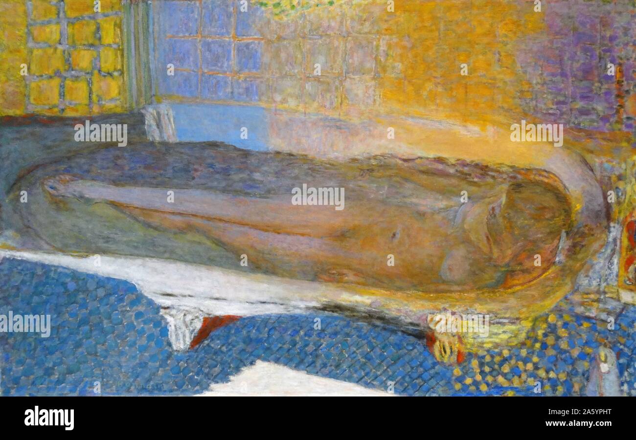 Nu Dans la Baignoire von Pierre Bonnard (1867-1947). Öl auf Leinwand, 1936. Bonnard war ein französischer Maler und Grafiker und ein Gründungsmitglied der post-impressionistischen Maler Les Nabis-Gruppe. Stockfoto