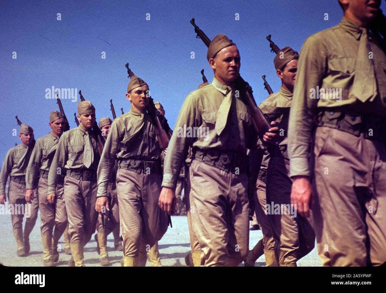 Marines Abschluss Ausbildung auf Parris Island, South Carolina. 1942. Stockfoto