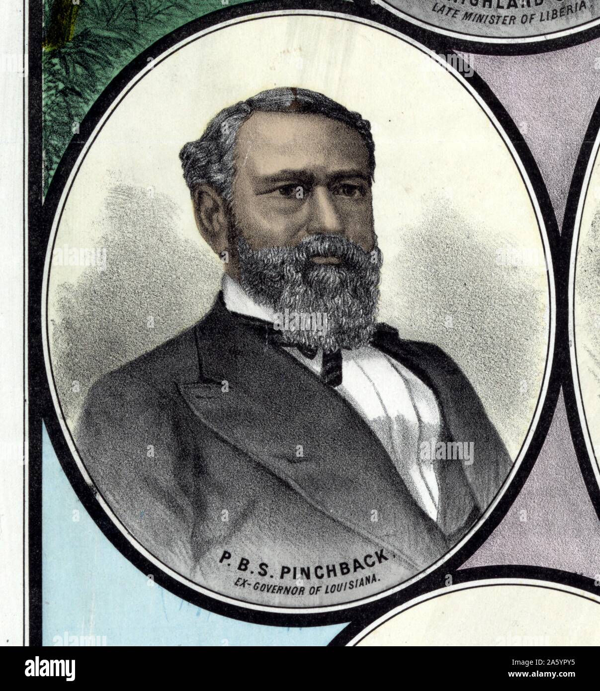 Pinckney Benton Stewart Pinchback (Pinckney Benton Stewart geboren; Mai 10, 1837 - Dezember 21, 1921) ein Verleger und Politiker, eine Union, Offizier in der Armee, und die erste Person, die afrikanischer Abstammung zu Gouverneur eines US-Staat geworden. Er wurde in Georgien frei geboren. Ein Republikaner, Pinchback diente als 24 Gouverneur von Louisiana für 15 Tage, vom 29. Dezember 1872 bis 13. Januar 1873 Stockfoto