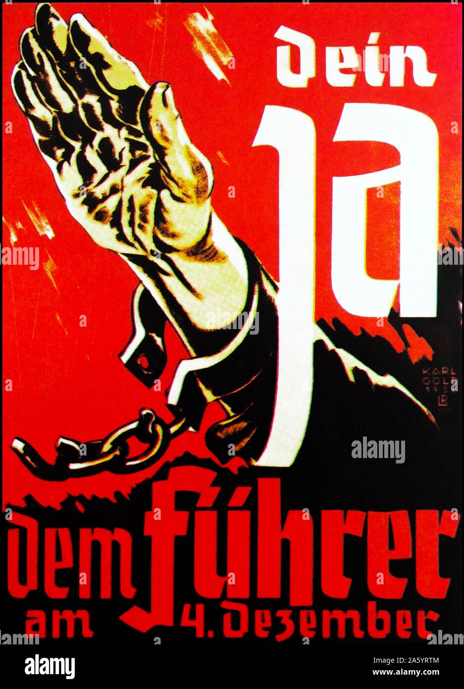 1938-Wahlplakat 14 Dezember: parlamentarische Nachwahl für neu erworbene Gebiet Sudetenland. Wie die früheren Gelegenheiten gewann die Nazis alle Sitze in dieser letzten Wahl unter ihrer Herrschaft. Stockfoto
