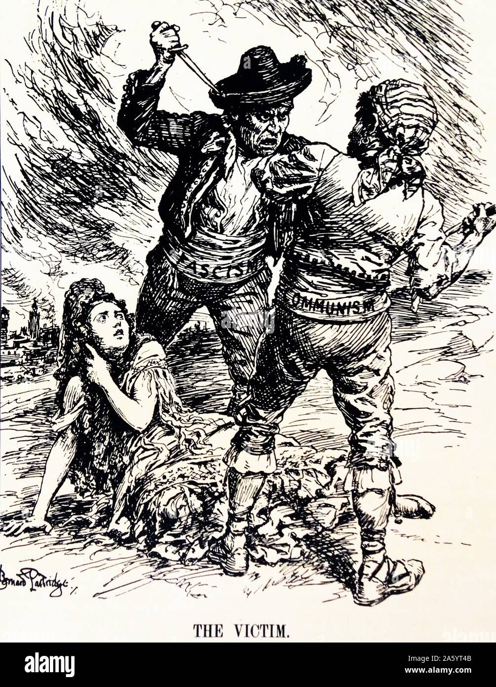Cartoon in der Durchschlag Zeitschrift Darstellung der "das Opfer. Spanien. "Unabhängig davon, welche Siege, meine Qual erträgt.", während die spanischen Bürgerkrieg 1937 Stockfoto