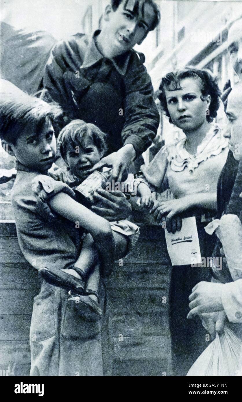 Spanische Kinder vorzubereiten, Spanien während des spanischen Bürgerkriegs 1938 zu verlassen Stockfoto