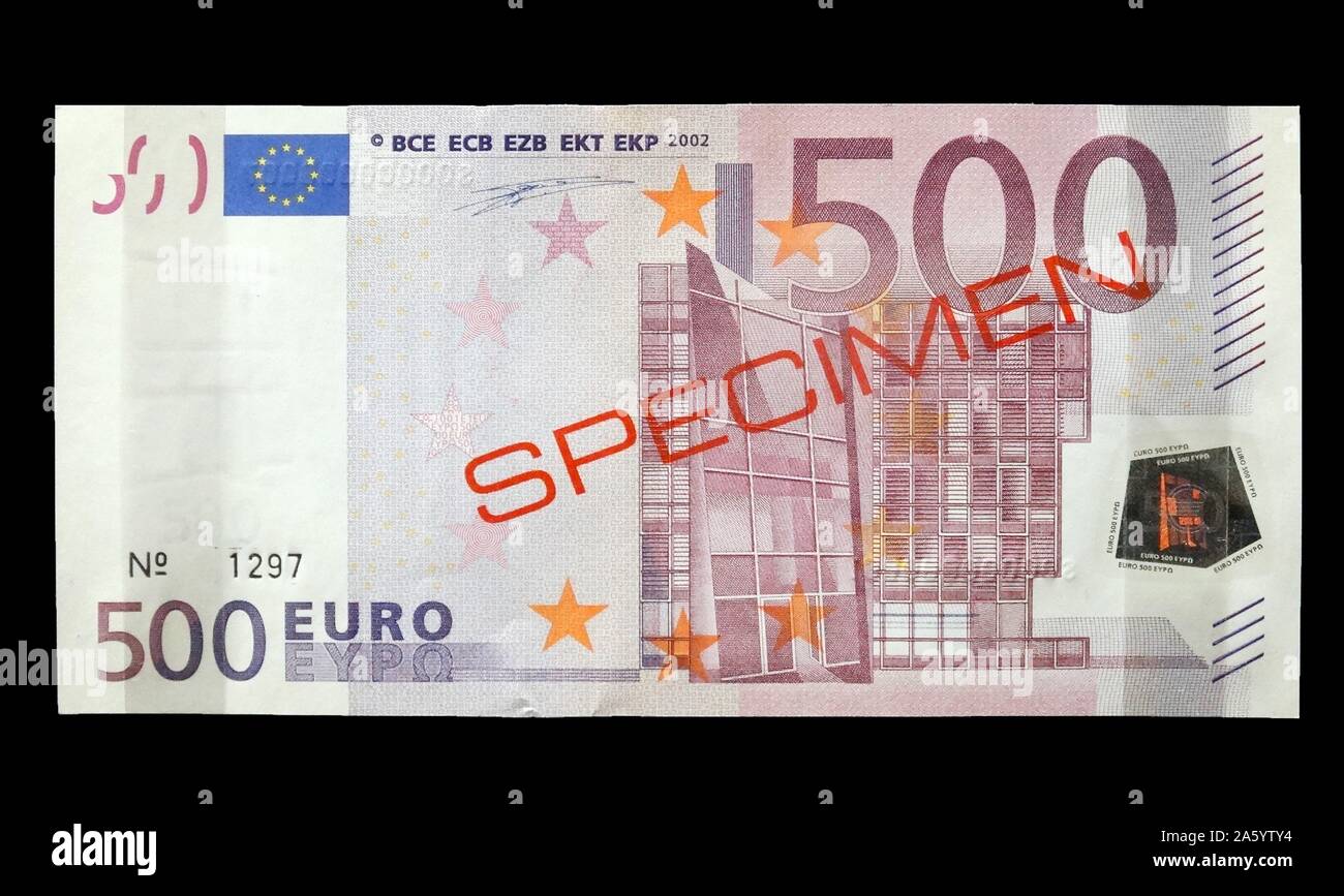 Probe-500-Euro-Schein Europa, 2002 Stockfoto