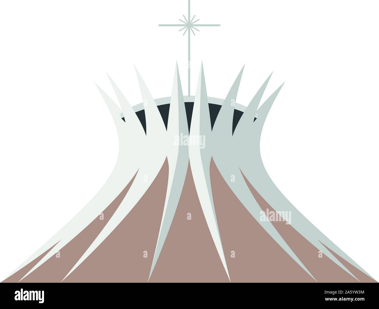 Die Kathedrale von Brasilia, Brasilien. Auf weissem Hintergrund Vektor-illustration isoliert. Stock Vektor