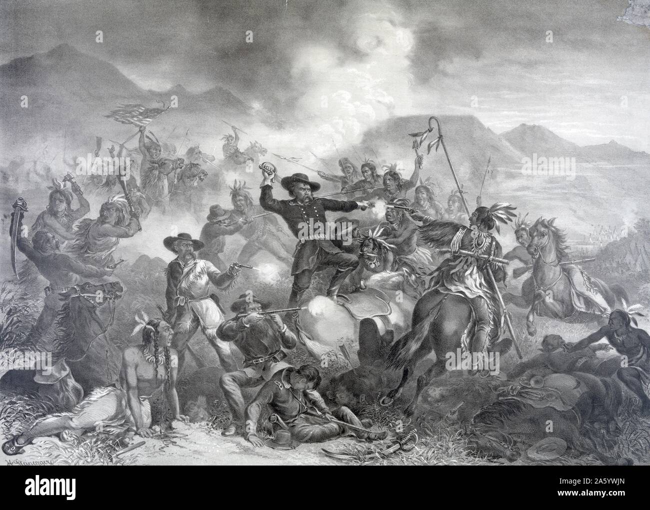 General Custer Todeskampf. Die Schlacht von Little Big Horn von Henry Steinegger, 1831-1917, Künstler Stockfoto