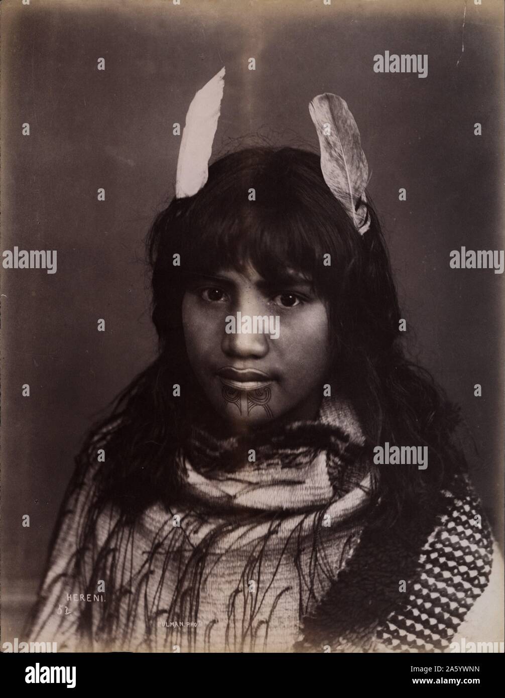 Hereni (Maoriwith Gesicht Tattoos) Photograophed New Zealand 1883 Stockfoto