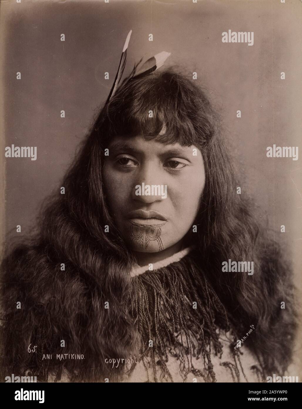 Ani Matikino (Maoriwith Gesicht Tattoos) Photograophed New Zealand 1882 Stockfoto