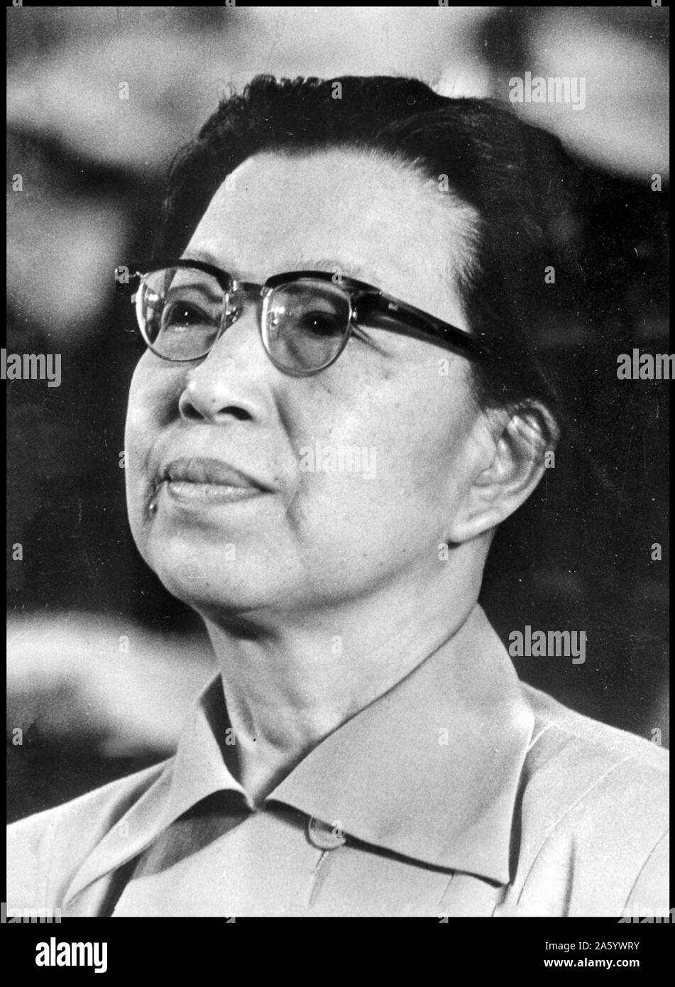 Foto von Jiang Qing (1914-1991), chinesische Schauspielerin und eine wichtige politische Figur während der Kulturrevolution. Sie war die vierte Frau von Mao Zedong, der Vorsitzende der kommunistischen Partei Chinas. Datierte 1976 Stockfoto