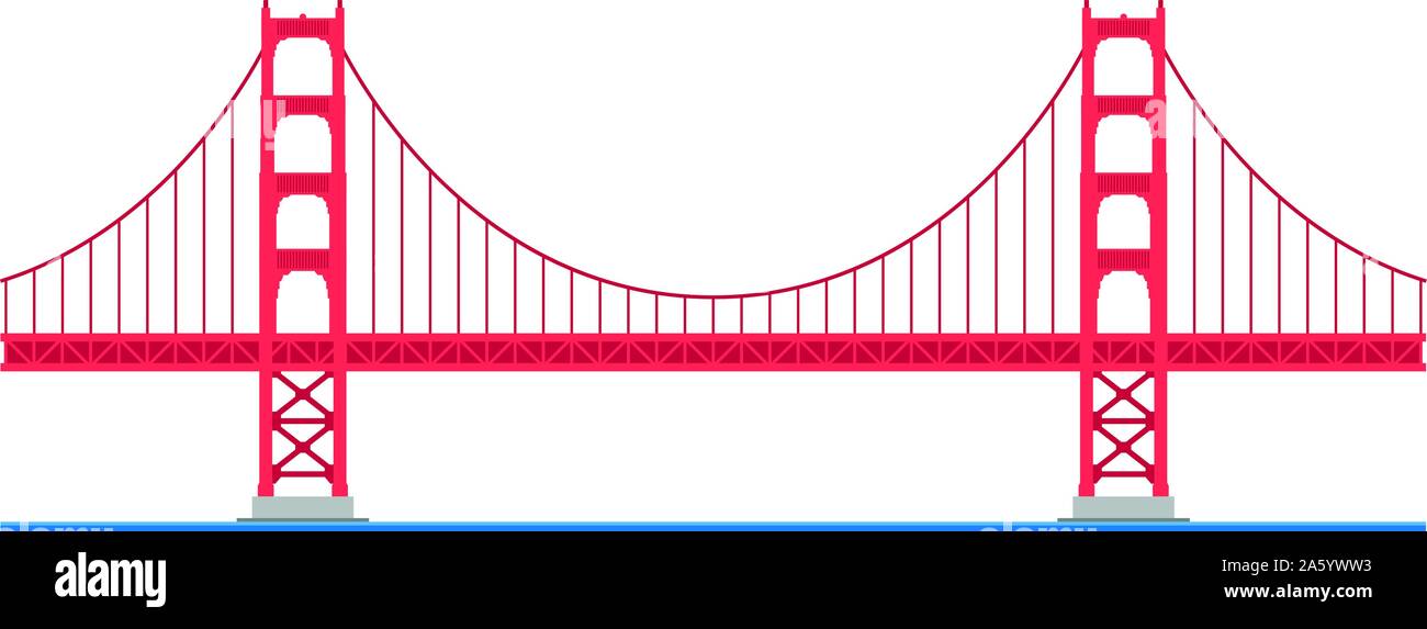 Golden Gate Bridge, San Francisco, USA. Auf weissem Hintergrund Vektor-illustration isoliert. Stock Vektor