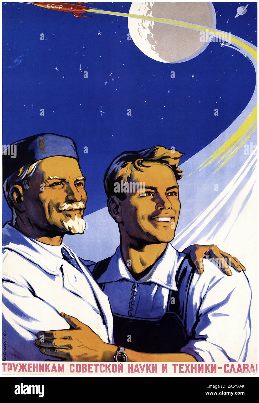 sowjetischen Raumfahrtprogramm, Propagandaplakat 1960 Stockfoto