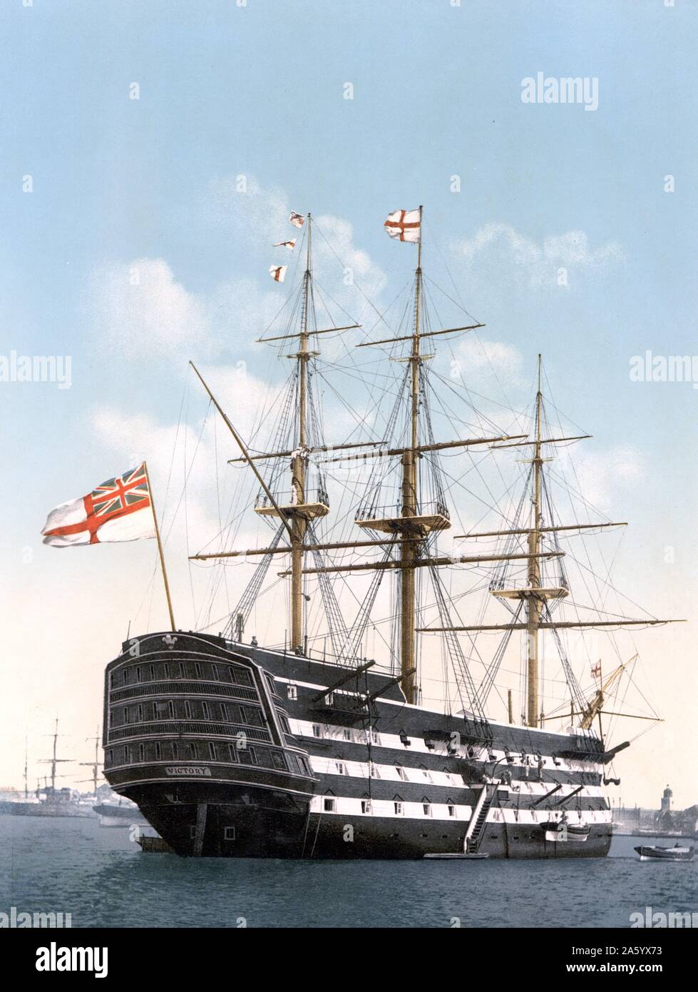 Der Sieg (Nelsons Flaggschiff), Stern, Portsmouth, England] 1900 Stockfoto