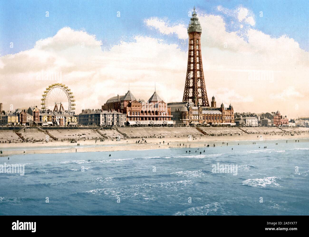 Blackpool Tower und North Pier, Blackpool, England 1900 Stockfoto