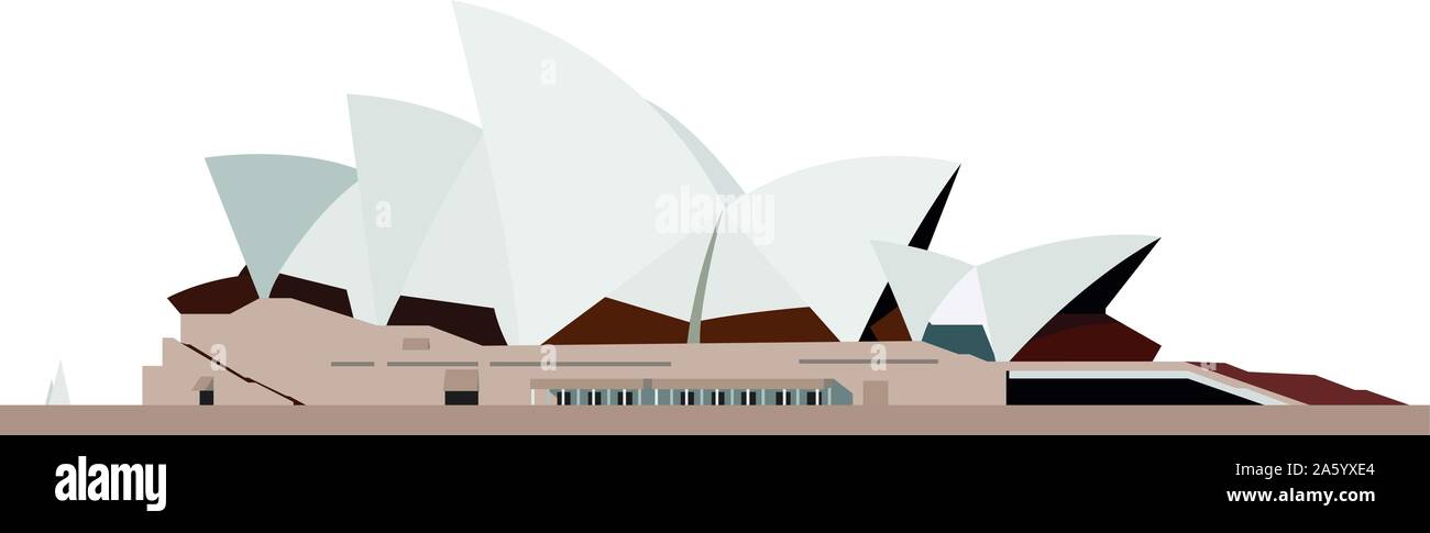 Oper, Sidney, Australien. Auf weissem Hintergrund Vektor-illustration isoliert. Stock Vektor