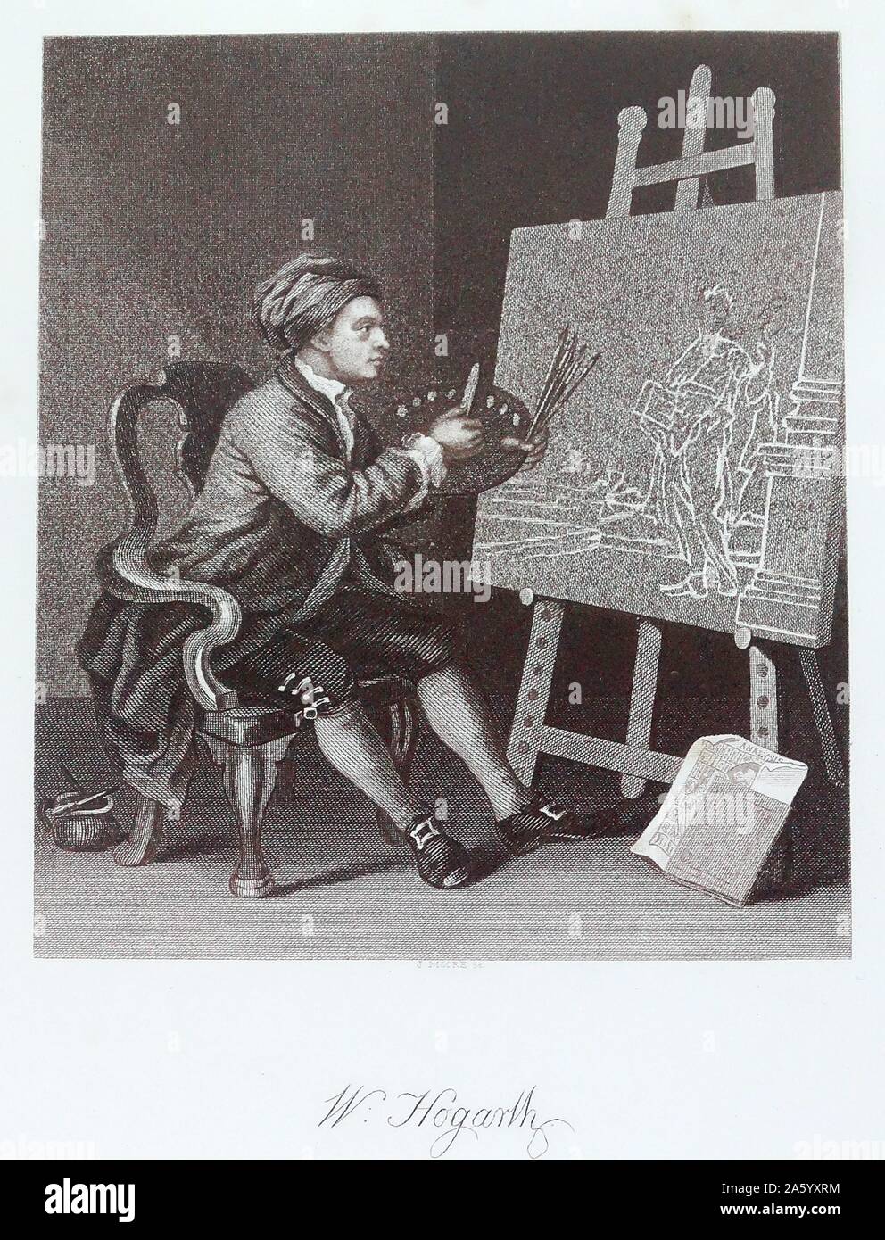 Selbstporträt von William Hogarth; 18. Jahrhundert Stockfoto