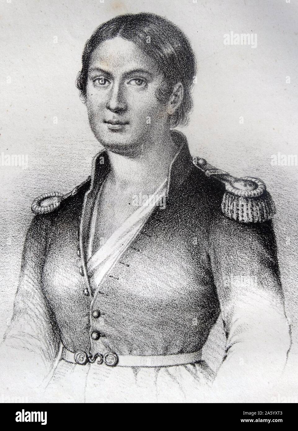 Porträt von Agustina de Aragón (1786-1857) spanische Heldin, die Spanien während des spanischen Unabhängigkeitskrieges zunächst verteidigt als Zivilist und später als Berufsoffizier in der spanischen Armee. Vom Jahre 1814 Stockfoto