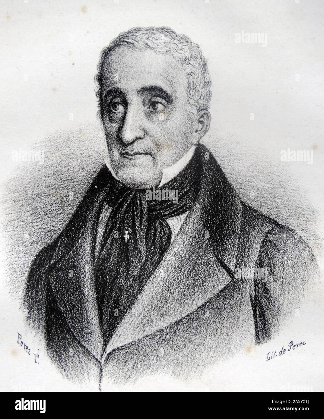 Porträt von Manuel José Quintana (1772 – 1857), spanischer Dichter und Literat. Vom 19. Jahrhundert Stockfoto