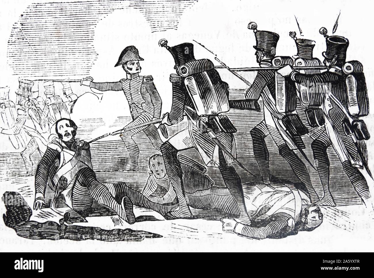Stich zeigt die Schlacht Uclés. Vom Jahre 1809 Stockfoto