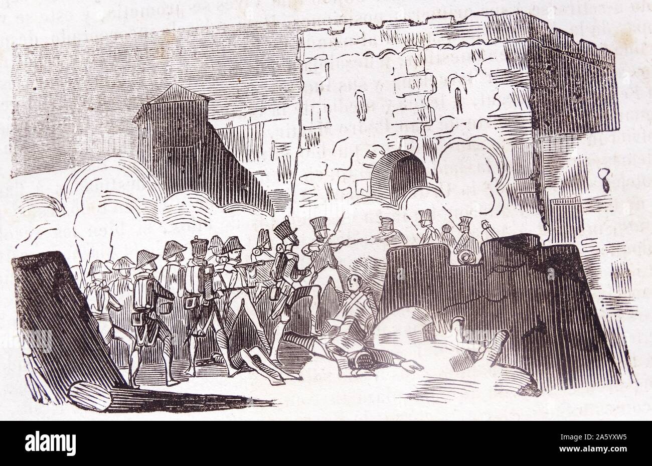 Kaiserlich französischen Armee belagern Sie eine spanische Stadt in der Halbinsel Krieg 1810 Stockfoto