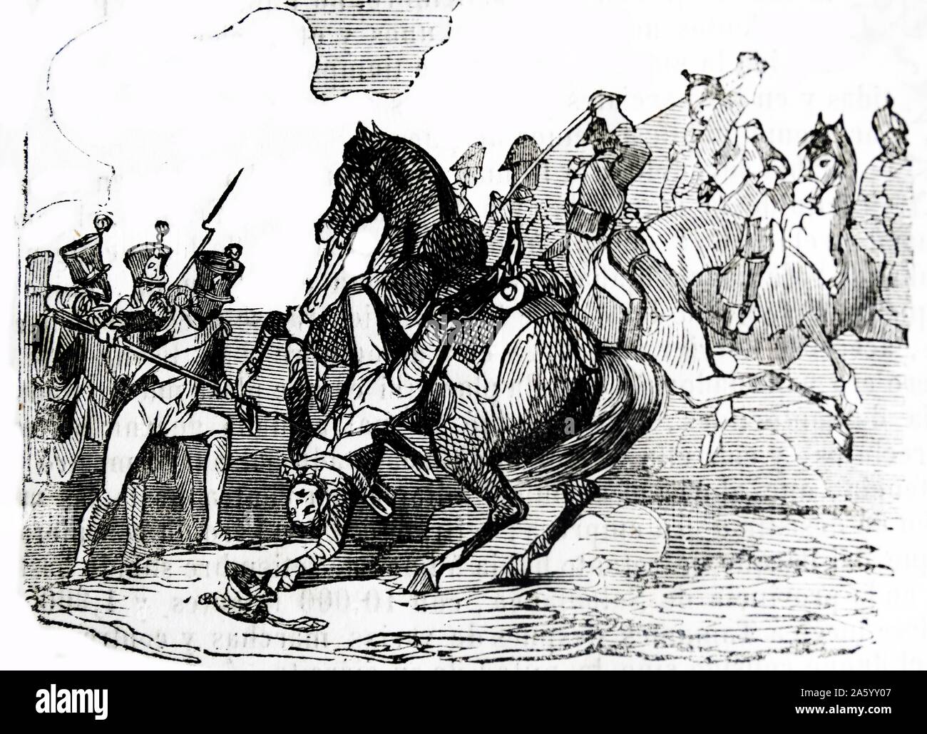 Darstellung der Schlacht Tamames, eine Gemeinde in der Provinz Salamanca, Kastilien und León, Spanien-Gravur. Datiert 1812 Stockfoto