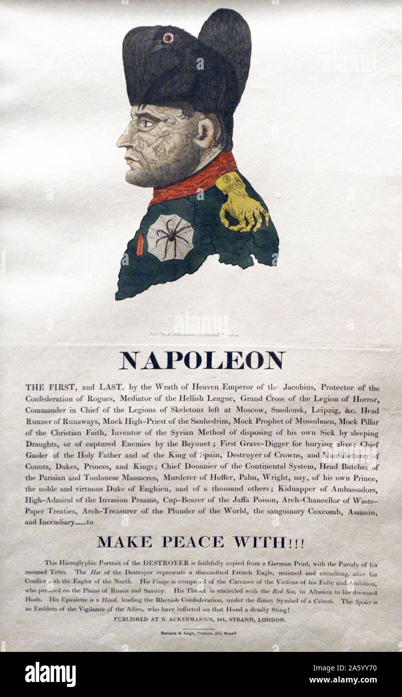 Hieroglyphische Porträt von Napoleon Bonaparte als "The Destroyer". Stockfoto