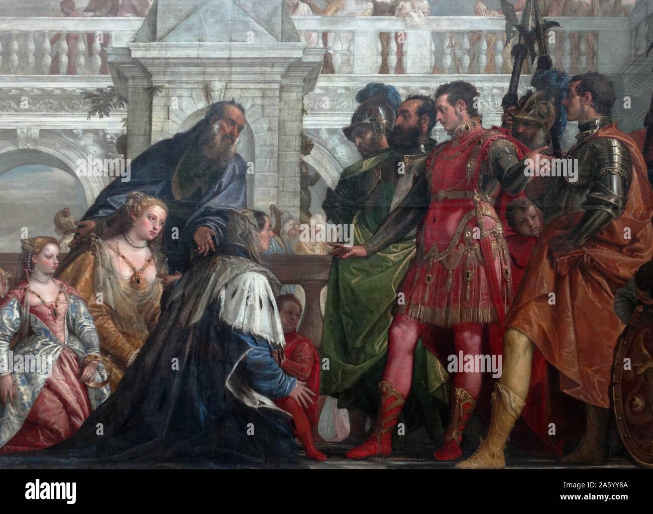 Die Familie von Darius vor Alexander. 1565-1570. Öl auf Leinwand, Gemälde von Paolo Veronese. Das Gemälde zeigt Alexander der große mit der Familie des Darius III, der persische König hatte er in der Schlacht besiegt. Paolo Caliari, bekannt als Paolo Veronese (1528 – 19. April 1588) war ein italienischer Renaissance-Maler mit Sitz in Venedig Stockfoto