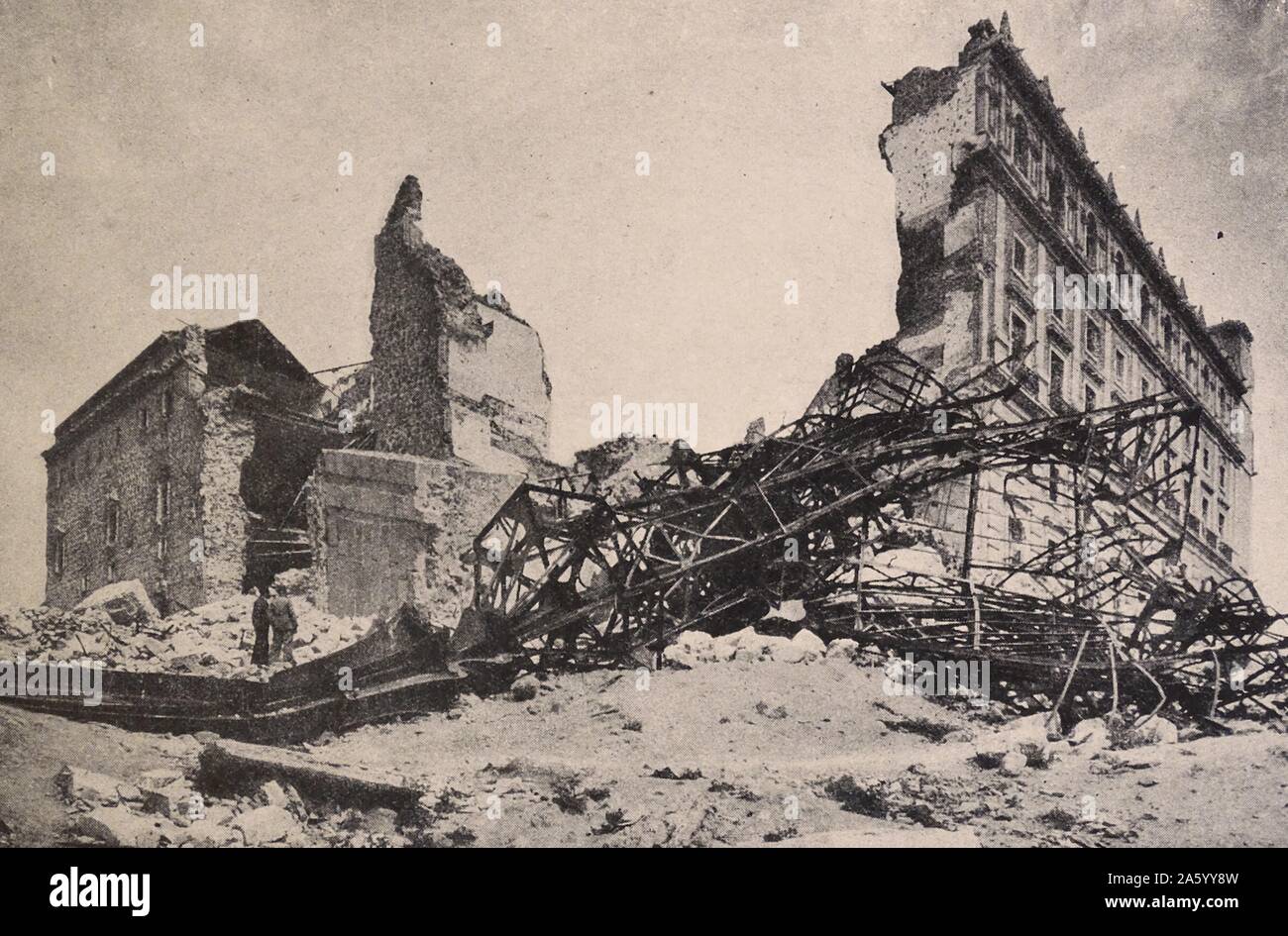 Zerstörte Strukturen in Zentralspanien, während des spanischen Bürgerkriegs. Stockfoto