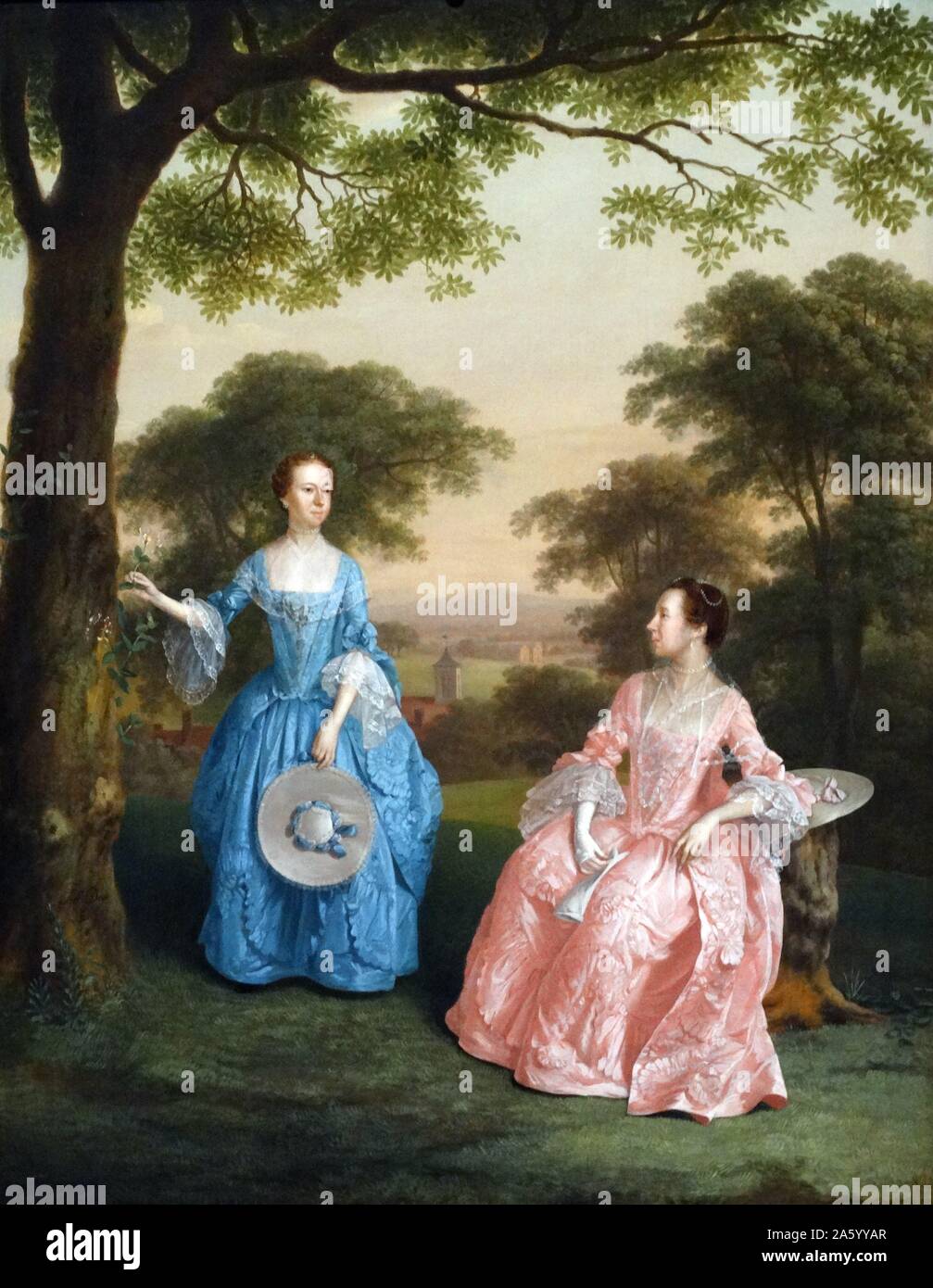 Alicia und Jane Clarke 1758 von Arthur Devis (1712-1787) Öl auf Leinwand Stockfoto