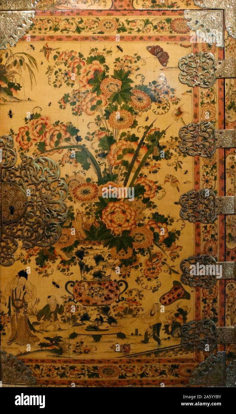 Witcombe Kabinett, Japanned und versilbertem Holz, etwa 1697. Ein Lack-Kabinett war ein Schlüsselsymbol Status im siebzehnten Jahrhundert. Stockfoto