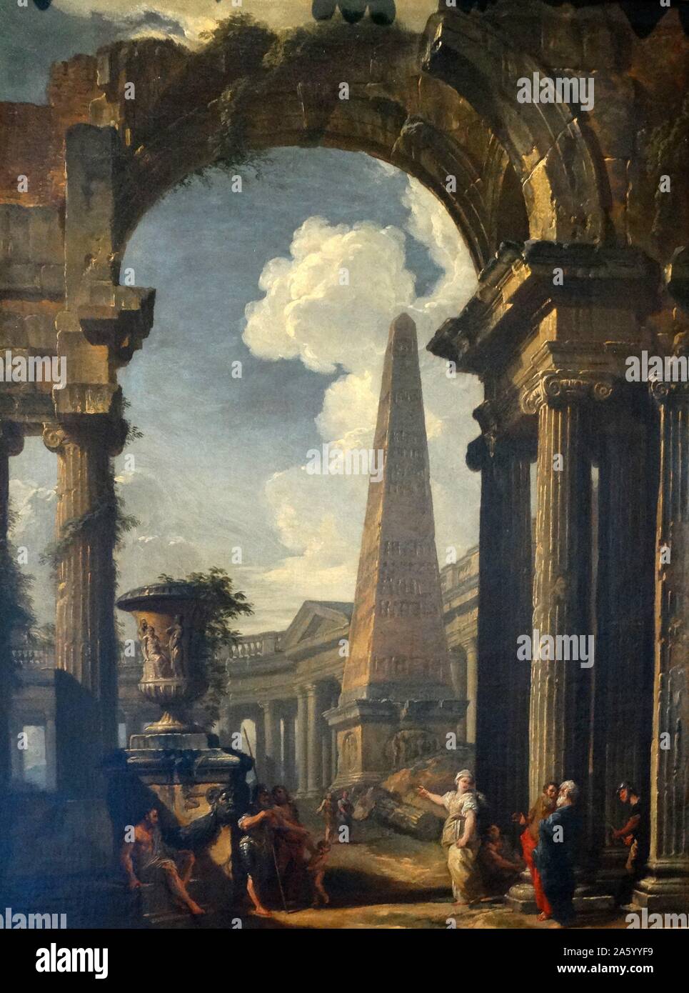 Ruinen eines Tempels mit einem Sibyl ca. 1719. Von Giovanni Paolo Panini (c1692-1765). Öl auf Leinwand, Stockfoto