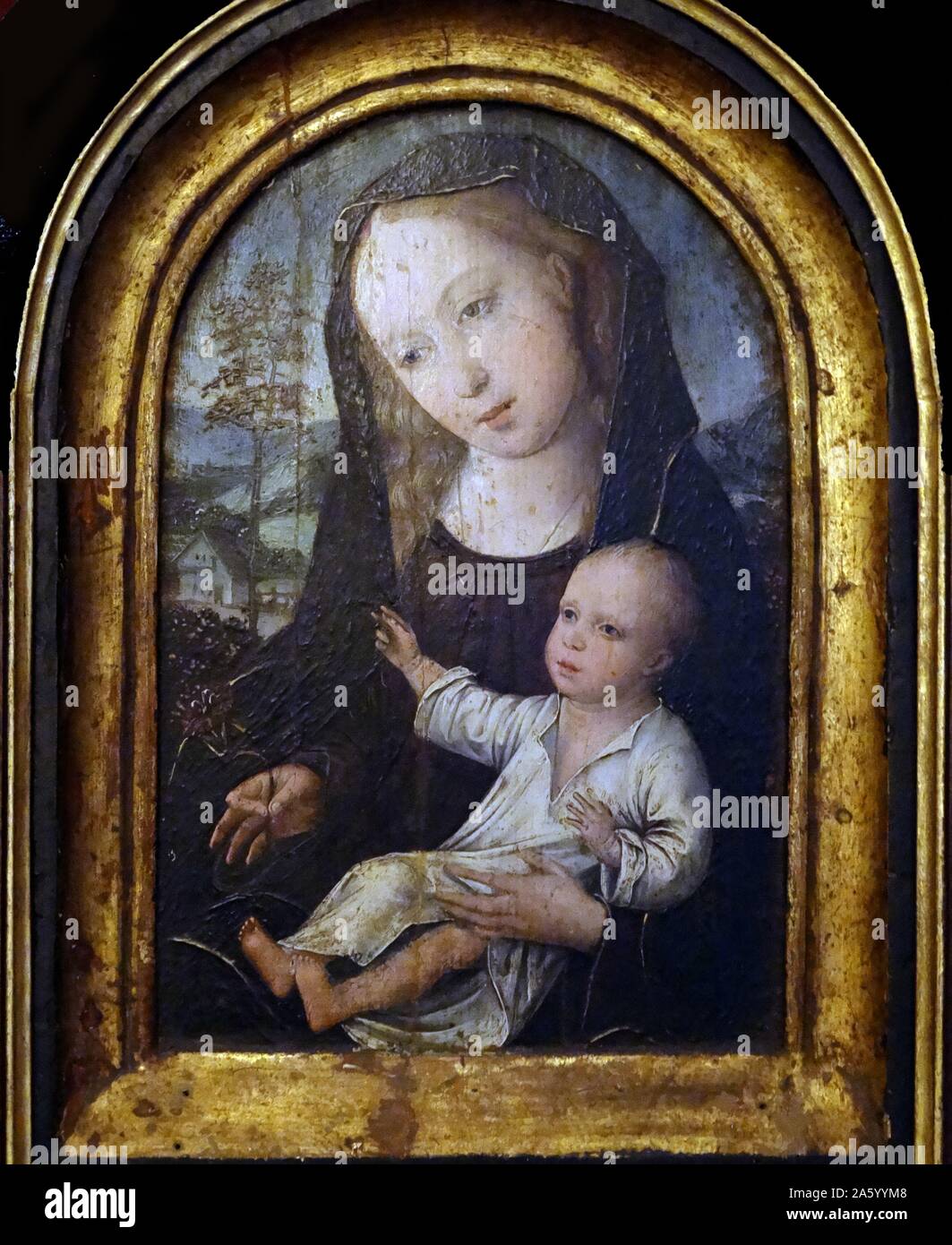 Madonna mit Kind von Meister der Legende von der Magdalena aktiv während des 15. Jahrhunderts. Stockfoto