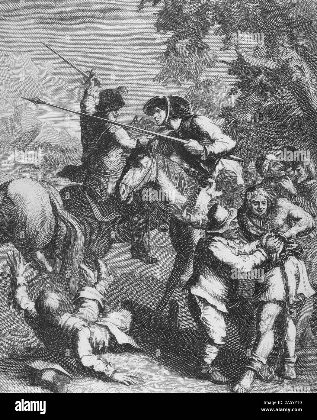 Kupferstich von William Hogarth (1697-1764), englischer Maler, Grafiker, bildhafte Satiriker, Gesellschaftskritiker und Karikaturist, mit zukunftsweisenden westlichen sequenziellen Kunst gutgeschrieben wurde. Vom 18. Jahrhundert. Stockfoto