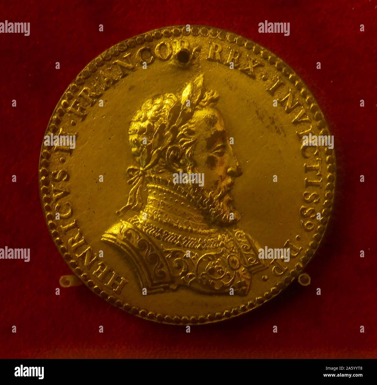 Münze, Darstellung von Heinrich II., König von Frankreich von Etienne Delanne (1519-1593). Datiert aus dem 16. Jahrhundert Stockfoto
