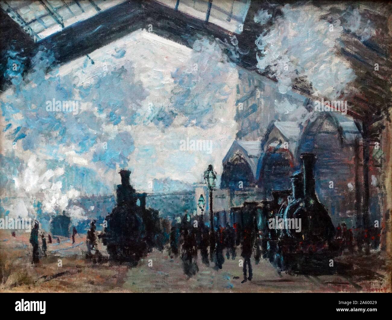 Gemälde mit dem Titel "The Gare St-Lazare" von Claude Monet (1840-1926) Gründer der französischen impressionistischen Malerei. Vom Jahre 1877 Stockfoto