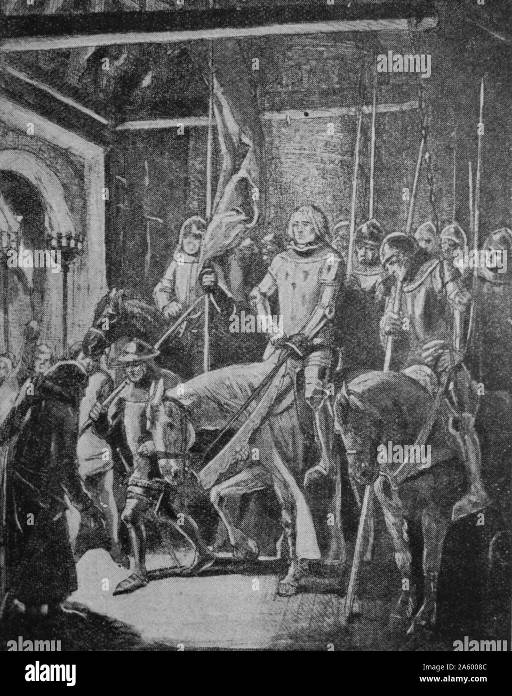 Gravur mit König Philipp VI. von Frankreich (1293-1350) war der erste König von Frankreich aus dem Haus Valois, nach seiner Niederlage bei Crécy. Vom 14. Jahrhundert Stockfoto