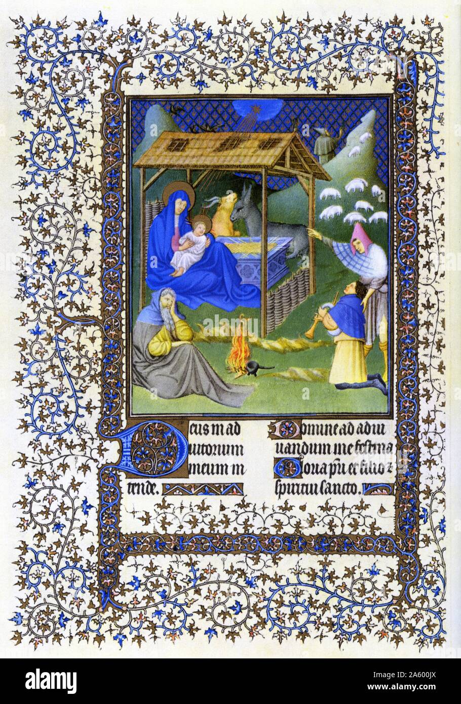 Darstellung der Geburt Christi von Belles Heures von Jean de France, Duc de Berry (schöne Stunden) eine frühe 15. Jahrhundert illuminierte Handschrift Buch von Stunden Beleuchtung. Vom 15. Jahrhundert Stockfoto