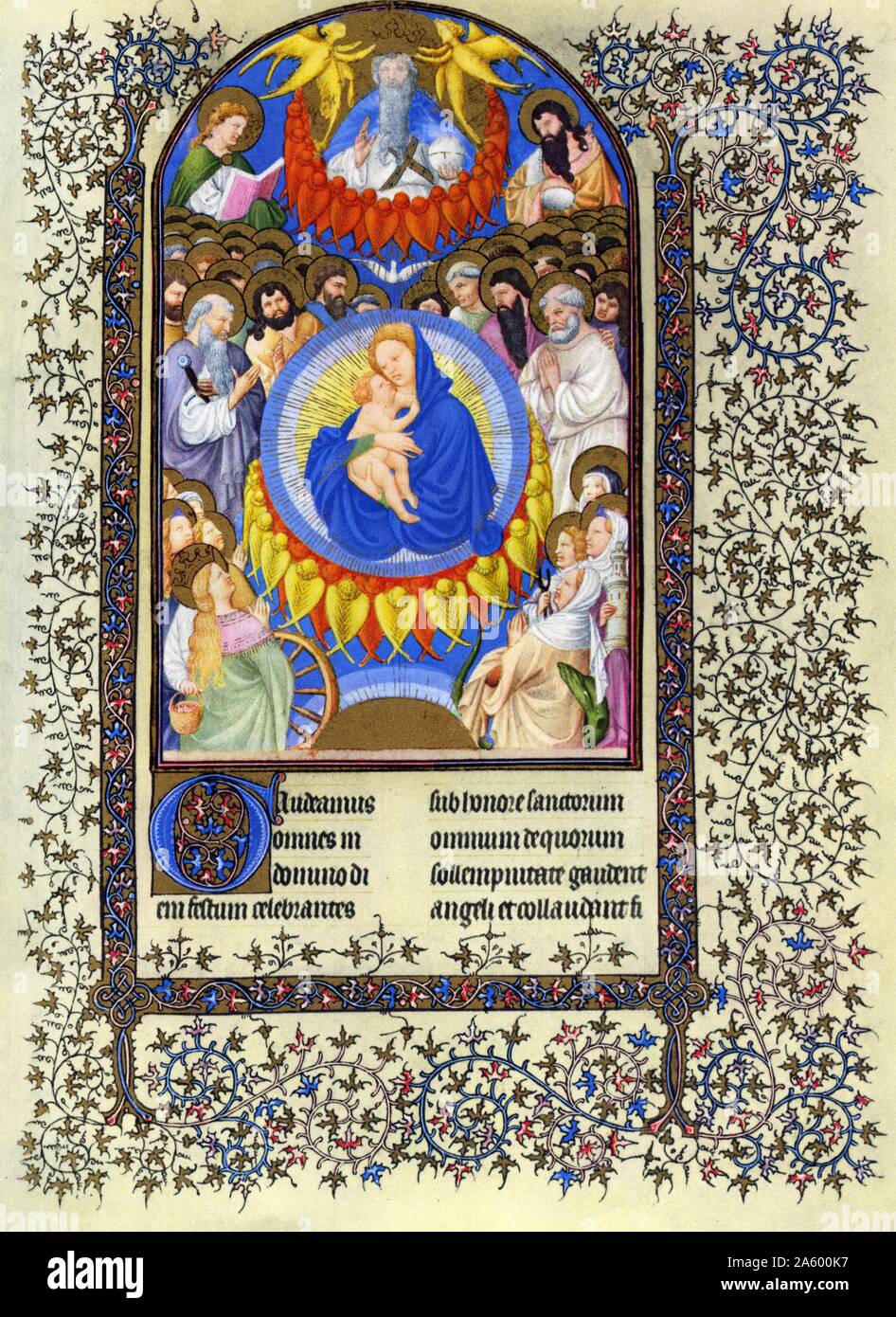 Darstellung der Court of Heaven von Belles Heures von Jean de France, Duc de Berry (schöne Stunden) eine frühe 15. Jahrhundert illuminierte Handschrift Buch von Stunden Beleuchtung. Vom 15. Jahrhundert Stockfoto