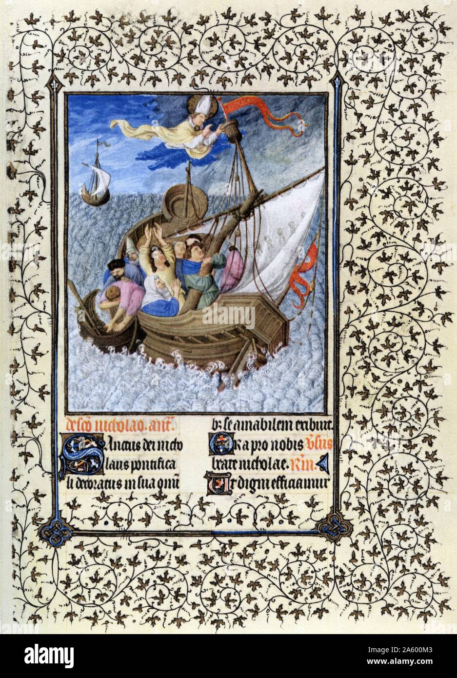 Beleuchtung mit Sankt Nikolaus aus den Belles Heures von Jean de France, Duc de Berry (schöne Stunden) eine frühe 15. Jahrhundert beleuchtet Manuskript-Buch von Stunden. Vom 15. Jahrhundert Stockfoto