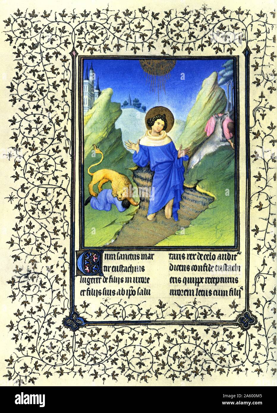 Beleuchtung Darstellung Saint Eustache vom Belles Heures des Jean de France, Duc de Berry (schöne Stunden) eine frühe 15. Jahrhundert beleuchtet Manuskript-Buch von Stunden. Vom 15. Jahrhundert Stockfoto