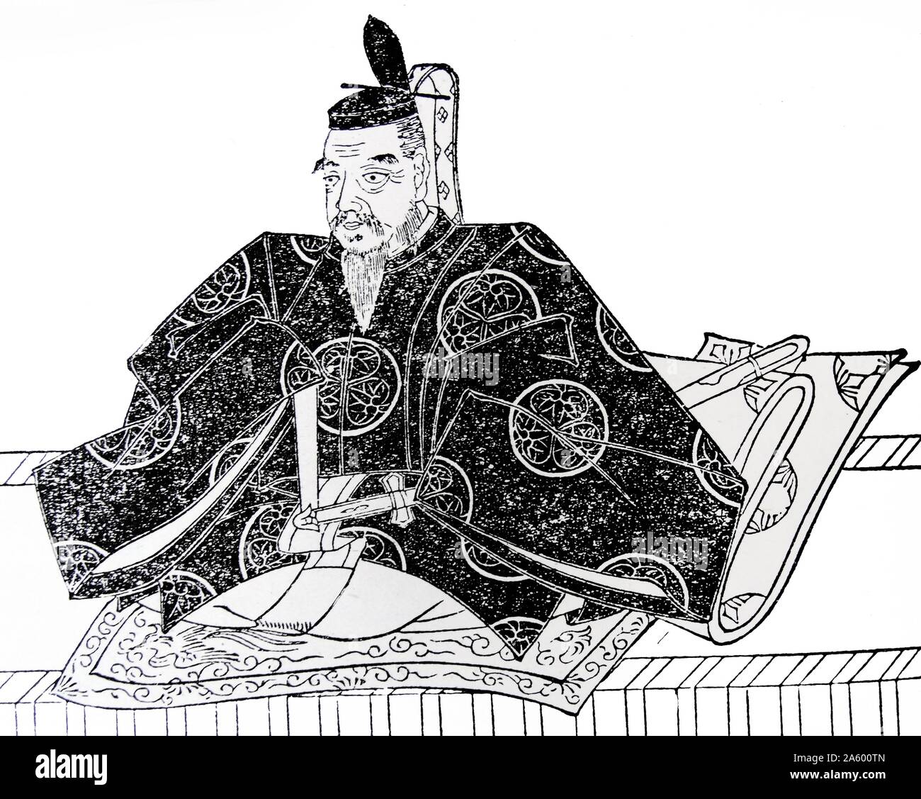 Porträt von Tokugawa Ieyasu (Gründer und erste Shogun des Tokugawa Shogunate von Japan, die praktisch Japan aus der Schlacht von Sekigahara im Jahr 1600 bis der Meiji-Restauration 1868 regierte. Vom 17. Jahrhundert Stockfoto