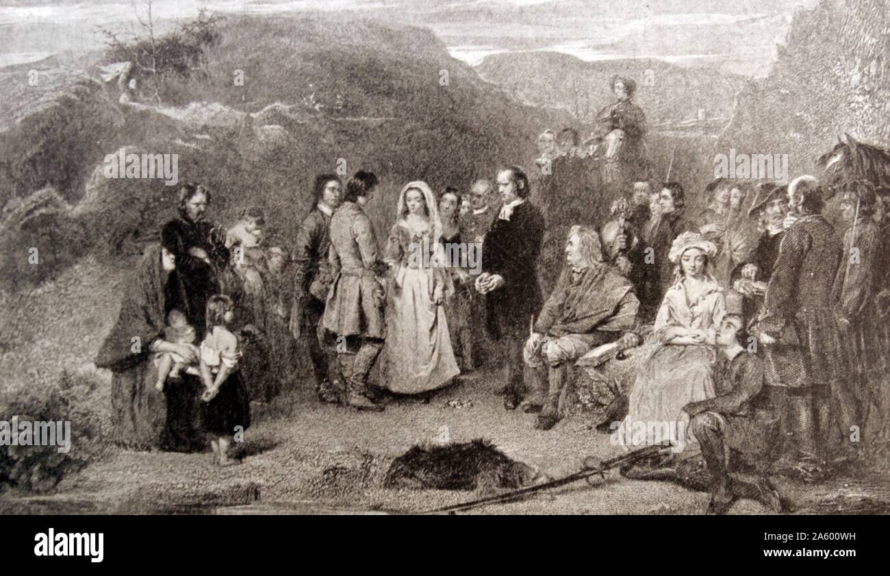 Die Menschen in den Bergen: zeigt den Einfluss der Umwelt Charakter von Alexander Johnston (1815-1891), einen schottischen Maler, Genre und Geschichte Gemälde bekannt. Vom 19. Jahrhundert Stockfoto