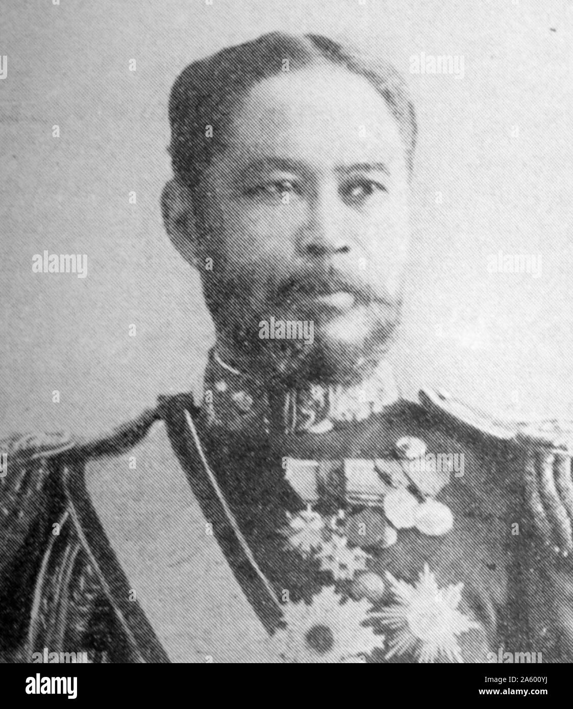 Fotografisches Porträt von Yamamoto Gonnohy? e (1852-1933) Admiral in der kaiserlichen japanischen Marine und Premierminister von Japan. Vom 19. Jahrhundert Stockfoto