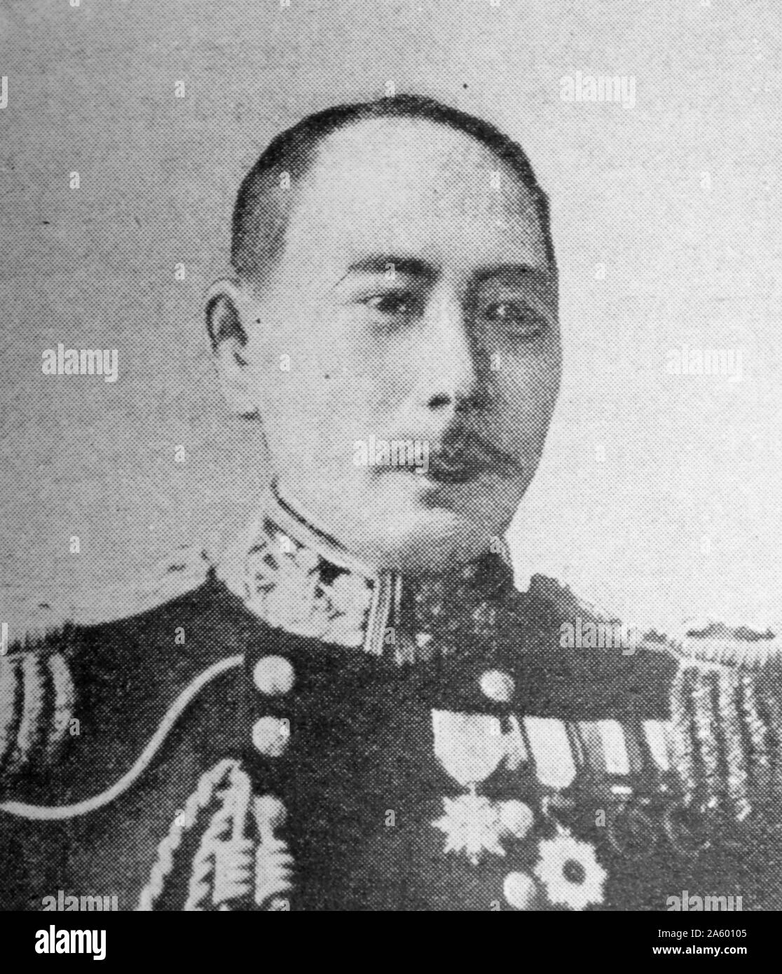 Fotografisches Porträt von Kamimura Hikonoj? (1849 - 1916) eine frühe Admiral der kaiserlichen japanischen Marine, später Kommandeur der 2. IJN Flotte während des russisch-japanischen Krieges, vor allem bei der Schlacht von Ulsan und Tsushima. Stockfoto