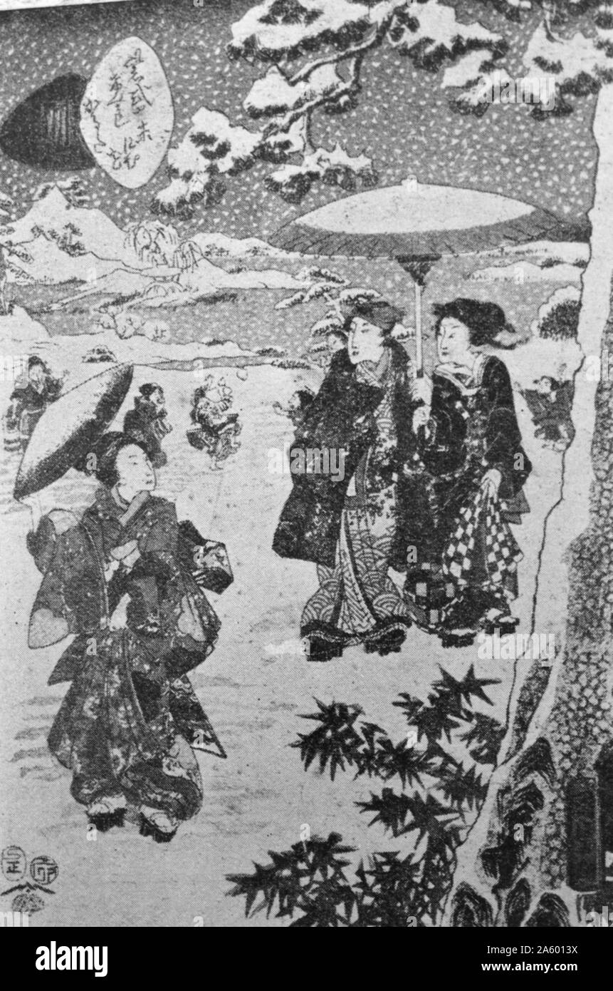 Gemälde Winter in Japan. Von einem japanischen Künstler. Vom 18. Jahrhundert Stockfoto