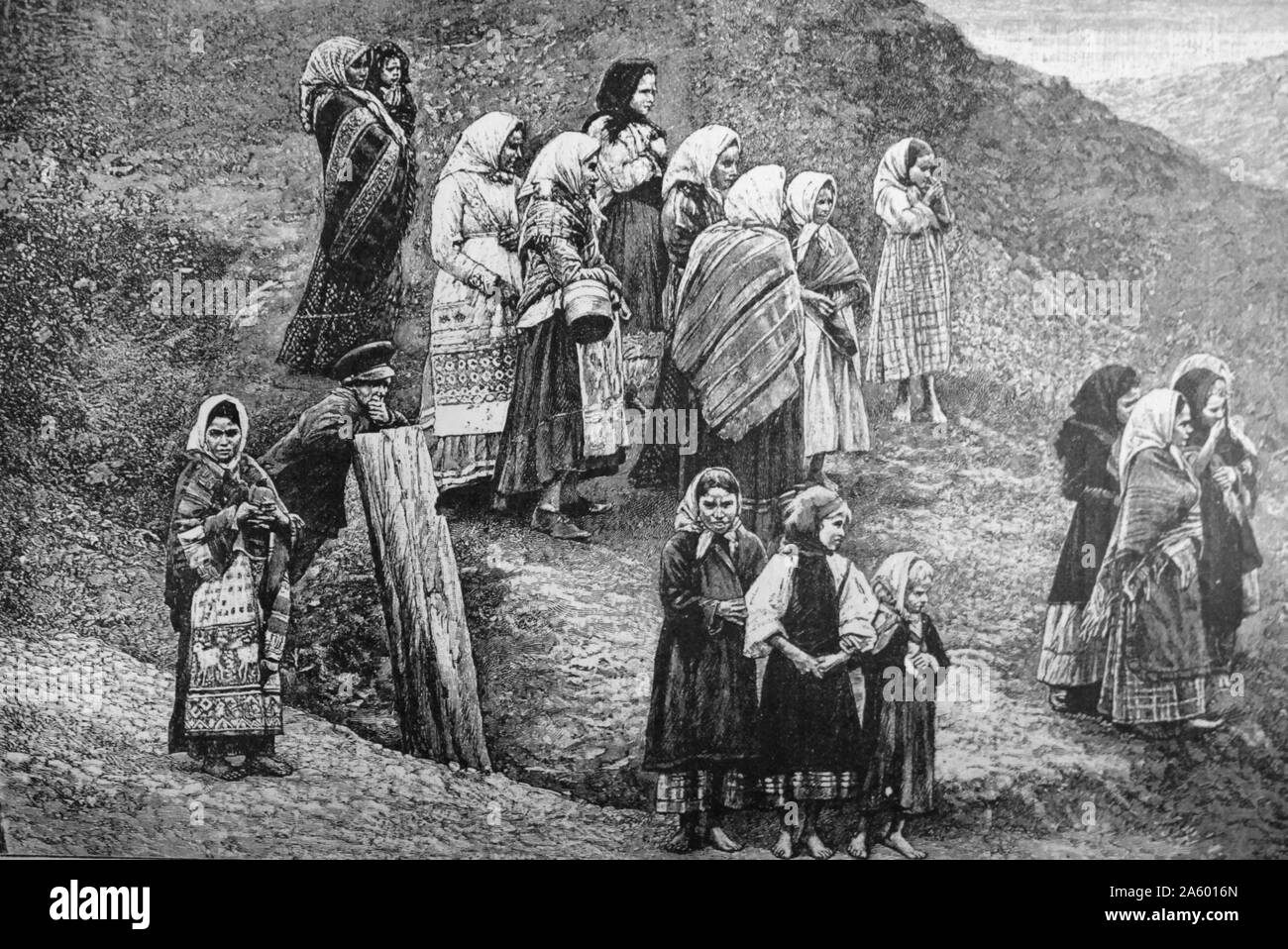 Russische Kosaken Frauen und Kinder 1870 Stockfoto