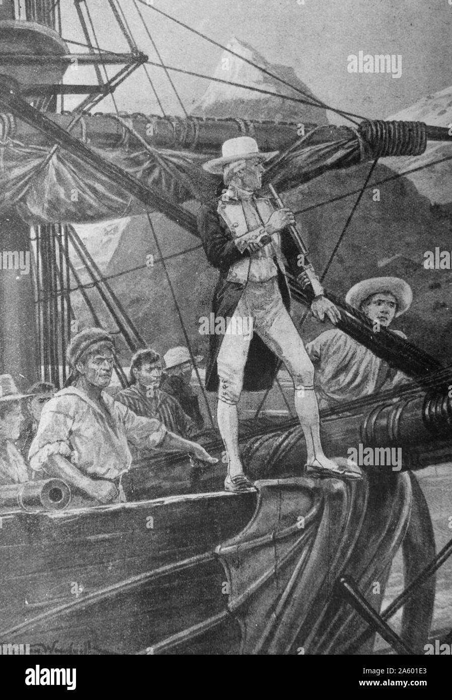 Captain Cook-Entdeckungen in der Südsee. Captain James Cook drei Reisen führten ihn nach Neuseeland, Australien, Pazifik-Inseln und Hawaii. Stockfoto
