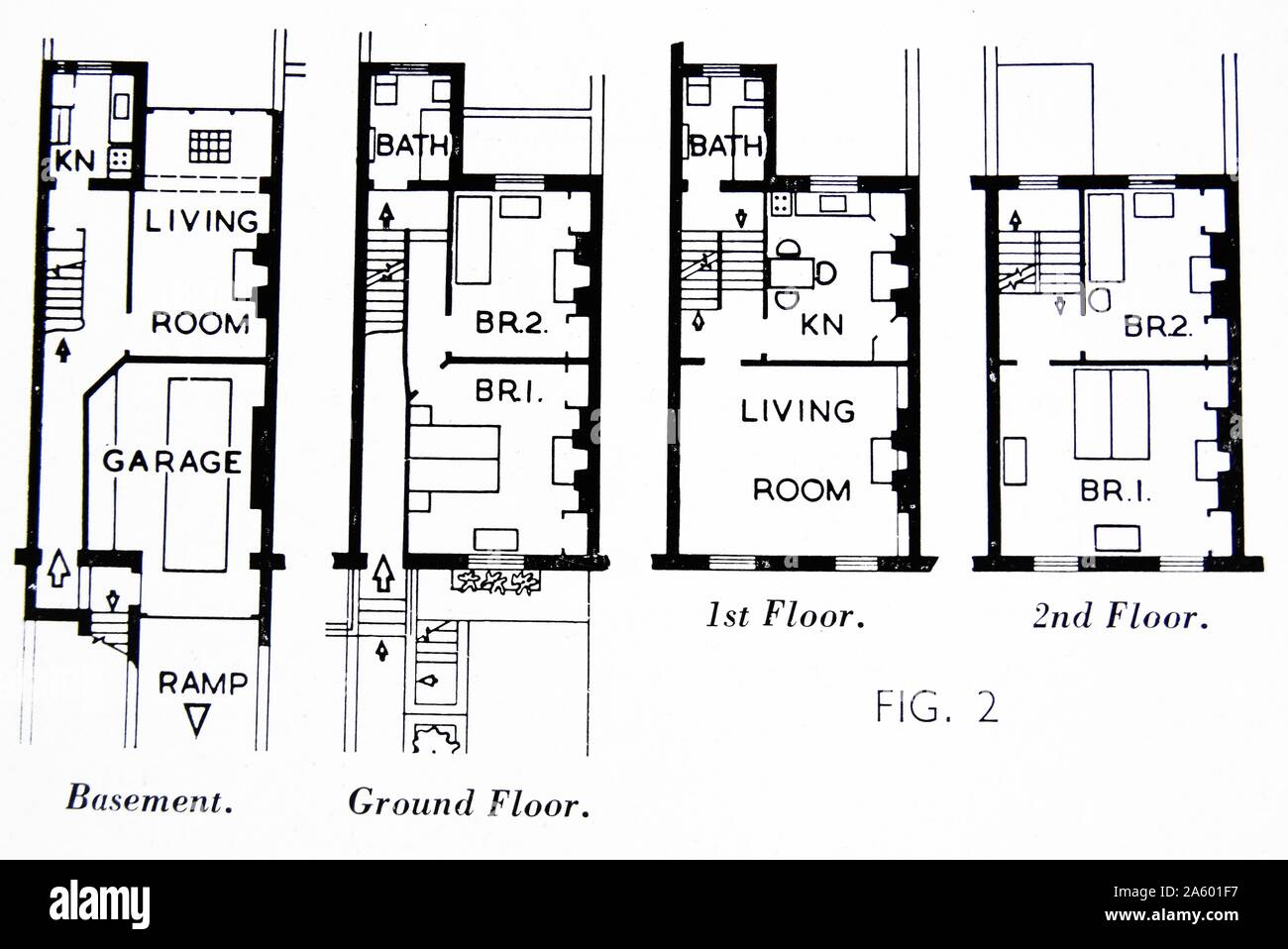 Grundriss der Häuser, die in Wohnungen umgewandelt wurden. Stockfoto